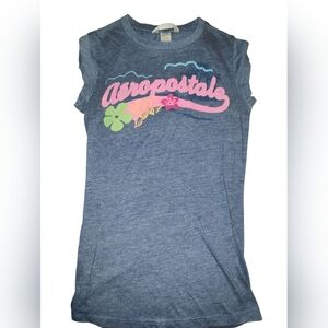 Aeropostale Vintage Blue Y2K Cotton Blend Baby Tee Size XS Made In USA